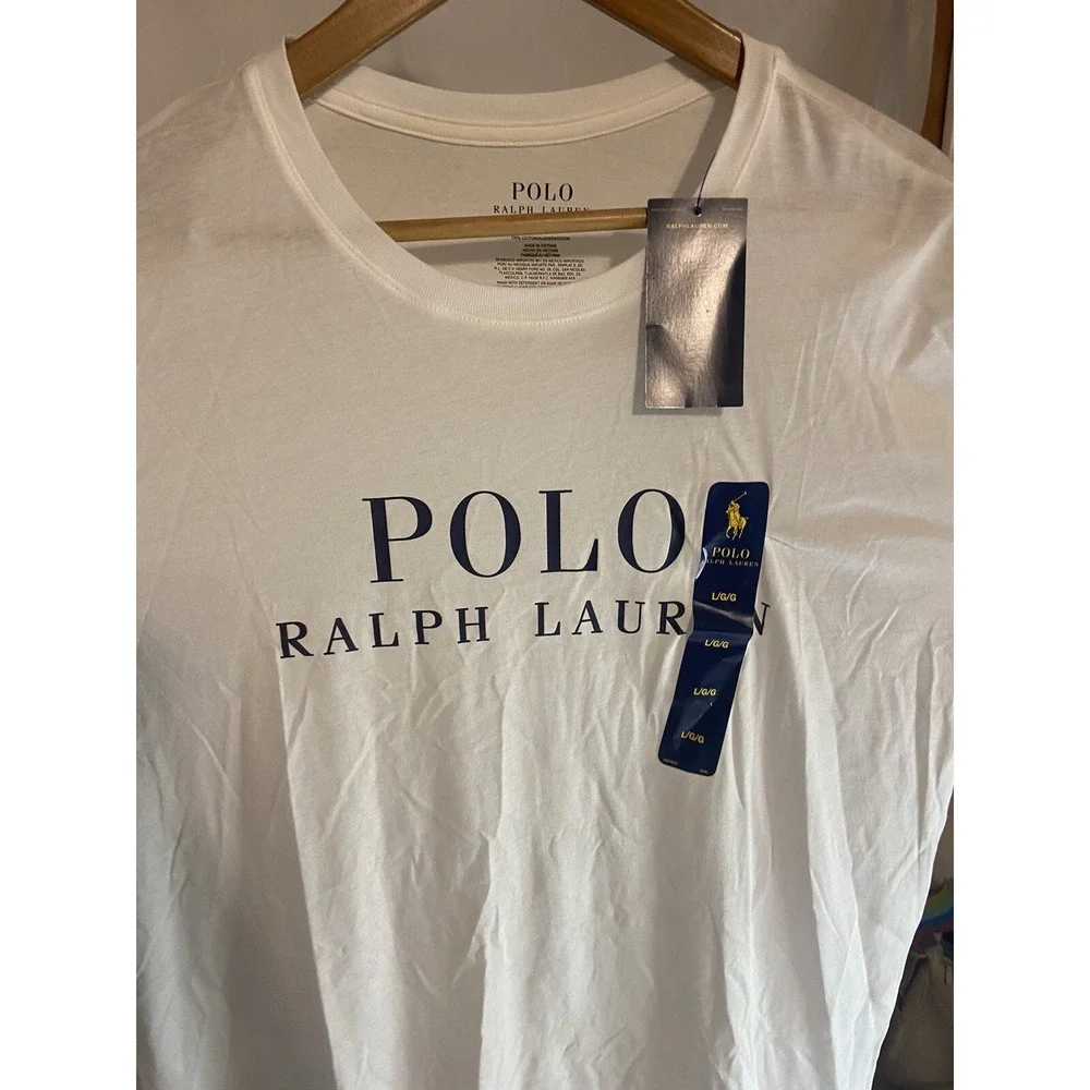 Men's Polo Ralph Lauren White Long Sleeve Activewear T-Shirt-Size L-NWT